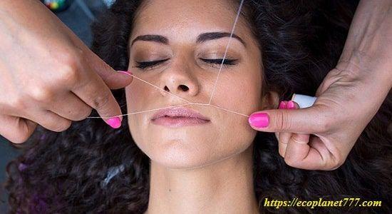 Как ниткой удалять волосы на лице