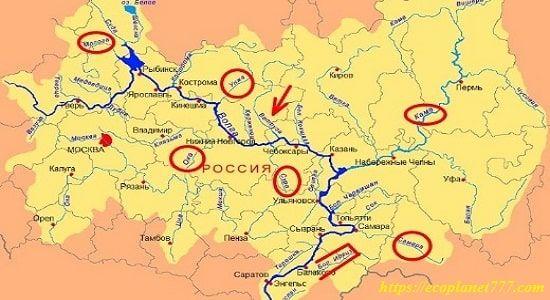 Куда впадает Волга. Притоки реки